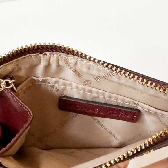 Michael Kors Jet Set Travel Small Top Zip Coin Pouch ID Key Holder Wallet Merlot - Picture 7 of 11